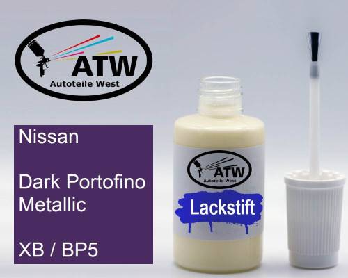 Nissan, Dark Portofino Metallic, XB / BP5: 20ml Lackstift, von ATW Autoteile West.